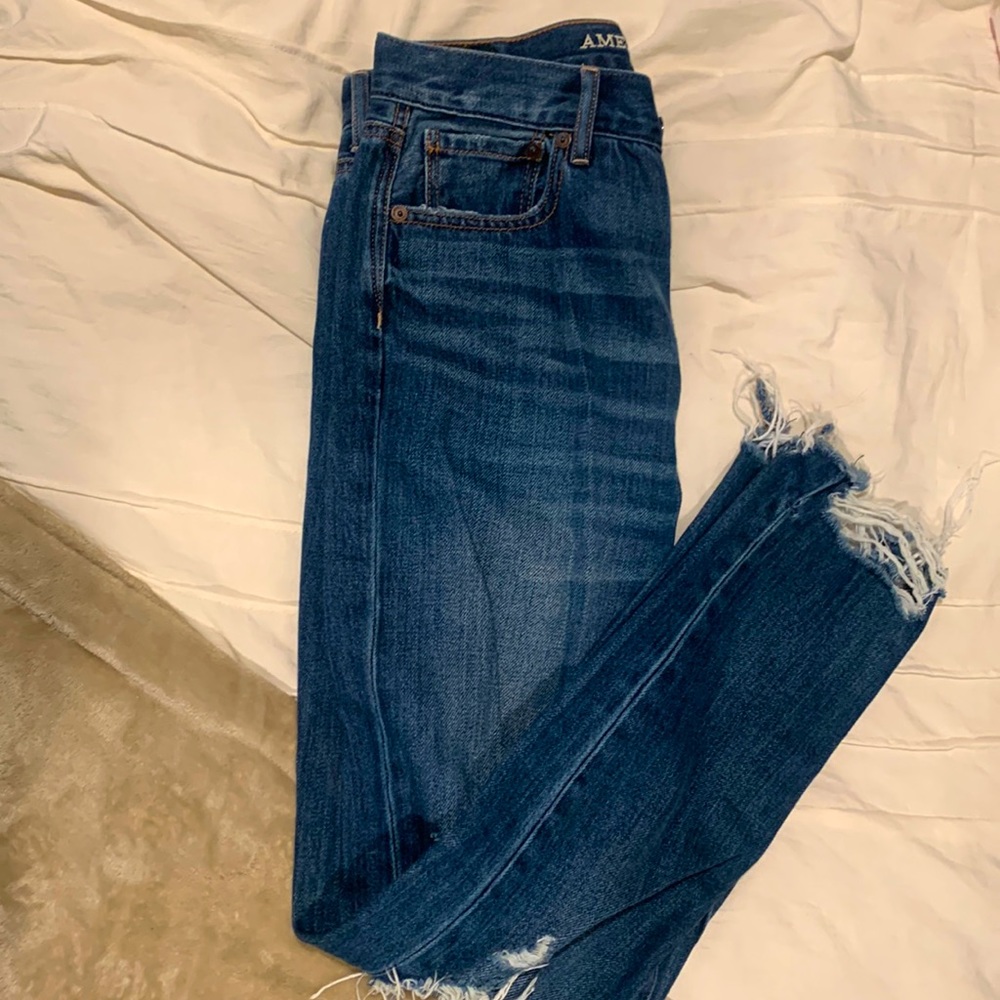 American Eagle Hi-Rise Girlfriend jeans.